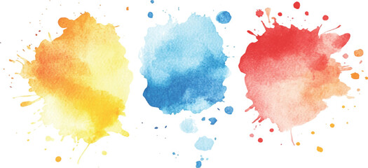 Colorful abstract watercolor splash collection isolated on white background. Colorful paint splashes on white background. Set of watercolor circles brash multicolored. watercolor on white background.