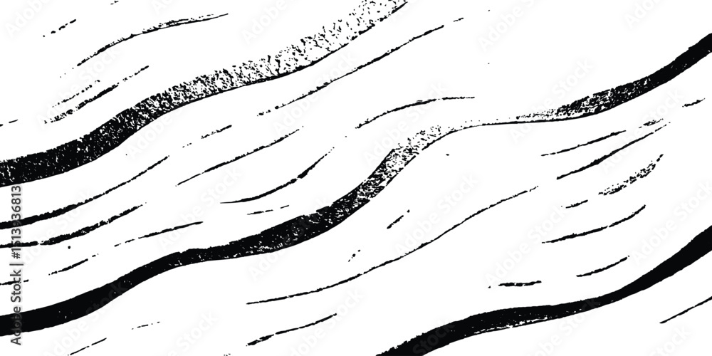 Aufkleber Line art wave line isolated white backgrounds drawing. Abstract black wave design isolated on white background. abstract black wave and curve design ,modern and smooth motion white background,
