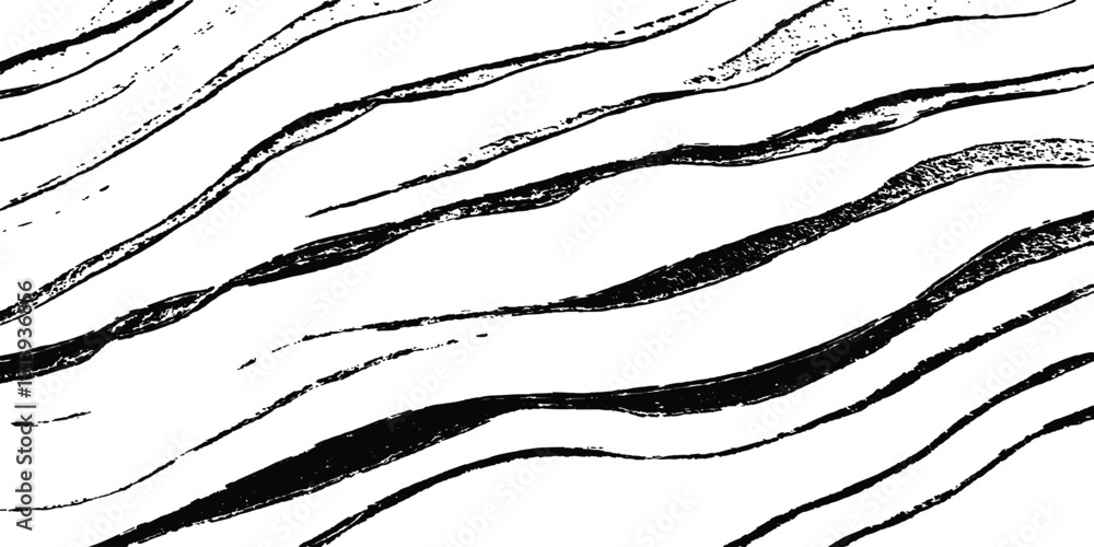 Aufkleber line art wave line isolated white backgrounds drawing. abstract black wave design isolated on white 