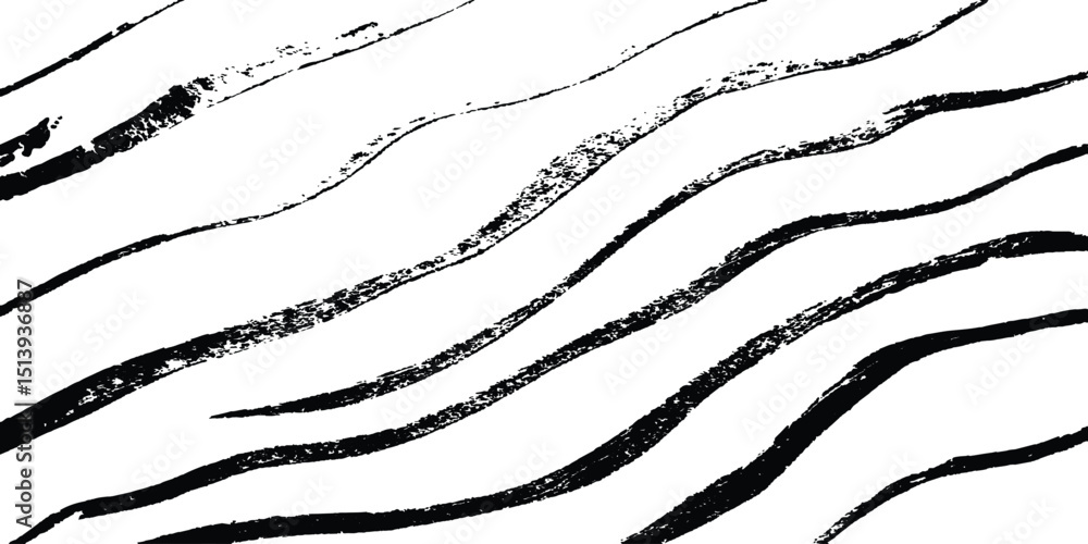 Aufkleber line art wave line isolated white backgrounds drawing. abstract black wave design isolated on white 