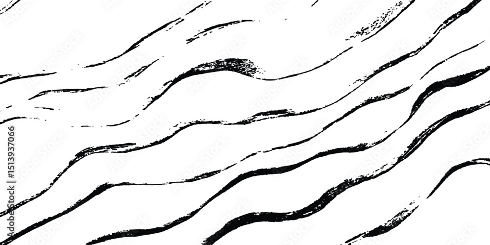 Aufkleber Line art pattern isolated white backgrounds drawing. Wavy line abstract vector background. Curve wave. Line art striped graphic template. Vector illustration.