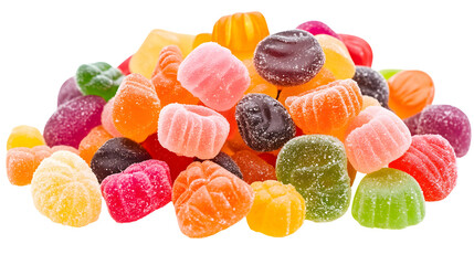 Colorful assorted jelly candies isolated on a white background