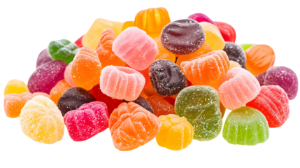 Colorful assorted jelly candies isolated on a white background
