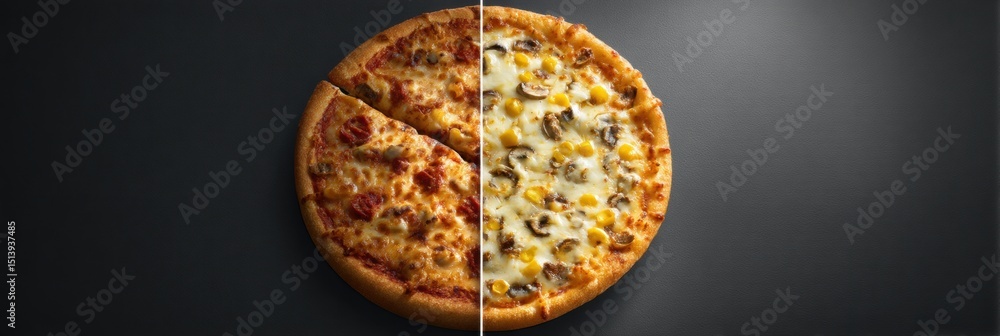 Poster branded frozen pizza mockup featuring glossy textures with an artistic minimalist layout