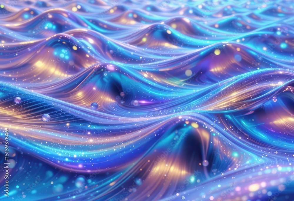 Aufkleber colorful waves create a mesmerizing pattern in shimmering water under soft light