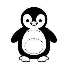 "Cute Black and White Penguin Cartoon Illustration - Vector Clipart for Kids"