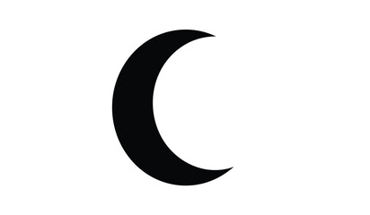 Black crescent moon isolated on white background