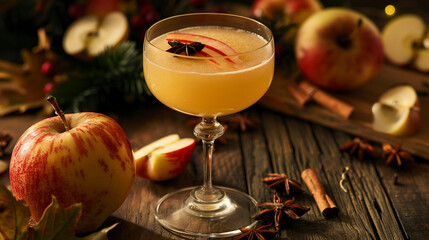 Obraz premium Spiced Apple Fizz: A Tangy and Refreshing Drink Experience