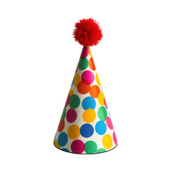Colorful party hat with pom pom isolated on transparent background
