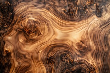 Close Up of Wild Abstract Swirling Wood Grain Texture Background