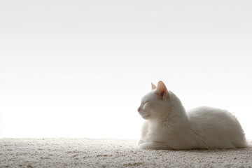 serene cat lounging gracefully on soft surface background is ultrabright and clean