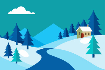 winter landscape with trees and snow