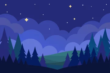 Fototapete night landscape with mountains and clouds © Sontosh