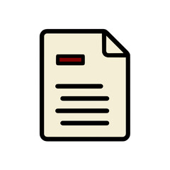Minimal line art icon of a document with minus