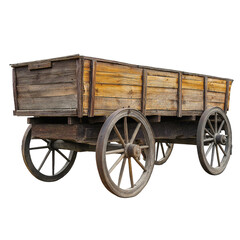 Fototapeta premium Old wooden wagon, transparent background PNG file