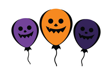 Spooky Halloween Balloons Colorful Scary Shapes on White Background

