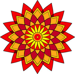 Modern ethnic mandala with flower-based symmetry and ornamental geometry in peaceful artistic expression