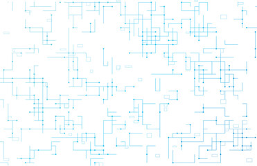 High-tech circuit connection system on blue line. abstract technology on white vector background.