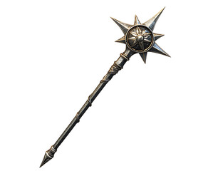 Naklejka premium Ancient Metal Weapon with Spiked Star Head Isolated on White