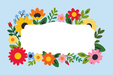 Fototapeta premium Floral Frame with Blank White Space - Colorful Flower Border Design - Perfect for Invitations, Cards, and SpringThemed Projects