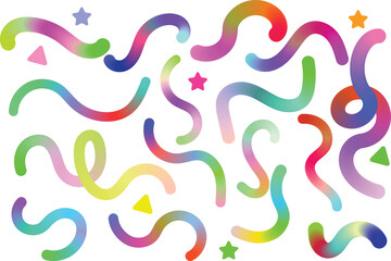 Abstract gradient Color Line Ribbons. . Abstract  Pattern on transparent Background. Rainbow Color Waves Dynamic  Swirls and Spiral Ribbons