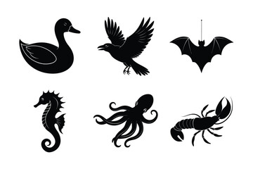 Naklejka premium Wild Animal Silhouettes Set