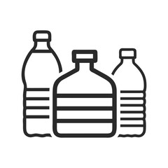 Outlined Plastic Bottle Icons for Packaging, Beverage Branding, Recycling, and Consumer Product Designs.