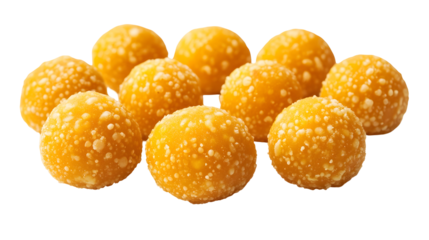 Motichoor Ladoo – Traditional Indian Sweet Balls Isolated on White Background