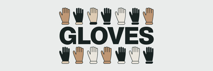 Vector sheet of gloves in various materials and styles – Ideal for workwear catalogs, safety instructions, or fashion guides