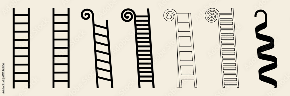 Aufkleber vector ladder icon sheet with unique styles – perfect for design toolkits, architecture concepts, or