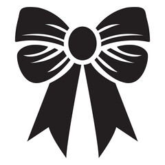 Black silhouette of a bow or a ribbon in a flat vector style isolated on a white background