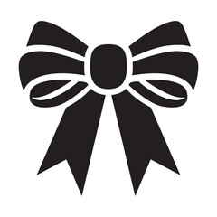 Black silhouette of a bow or a ribbon in a flat vector style isolated on a white background