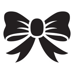 Black silhouette of a bow or a ribbon in a flat vector style isolated on a white background