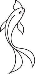 Graceful koi carp for branding line sketch