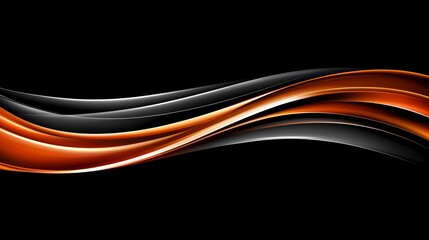 Abstract wavy design in orange and grey on black background