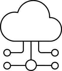 cloud computing concept vector icon line art on transparent background