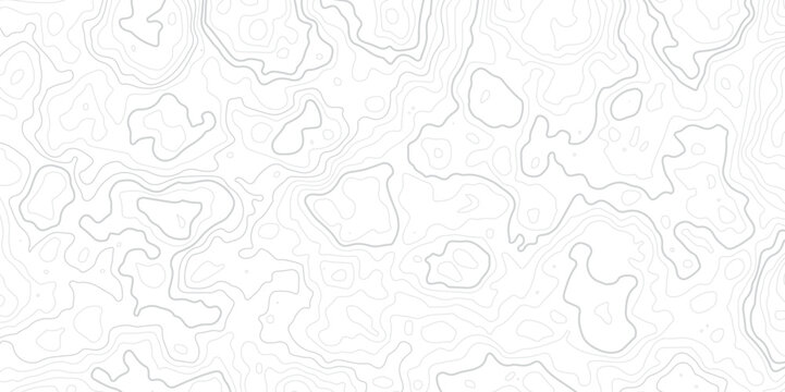 "Abstract Topographic map design with grey lines seamless pattern on white background. Geographic contour map paper texture. Retro topographic map, geographic mountain relief. Vector.&nbsp;Illustration"