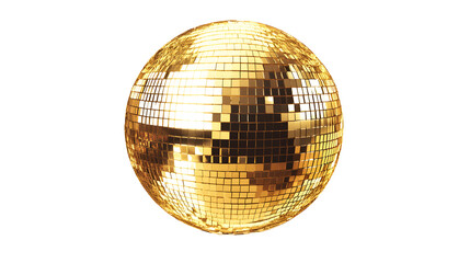Fototapeta premium Golden disco ball isolated on a white background