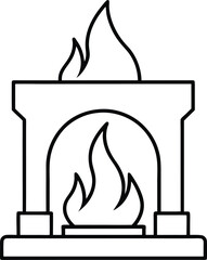 burning stove vector icon line art on transparent background