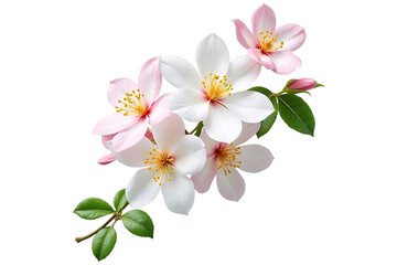 Delicate pink and white blossoms isolated on black