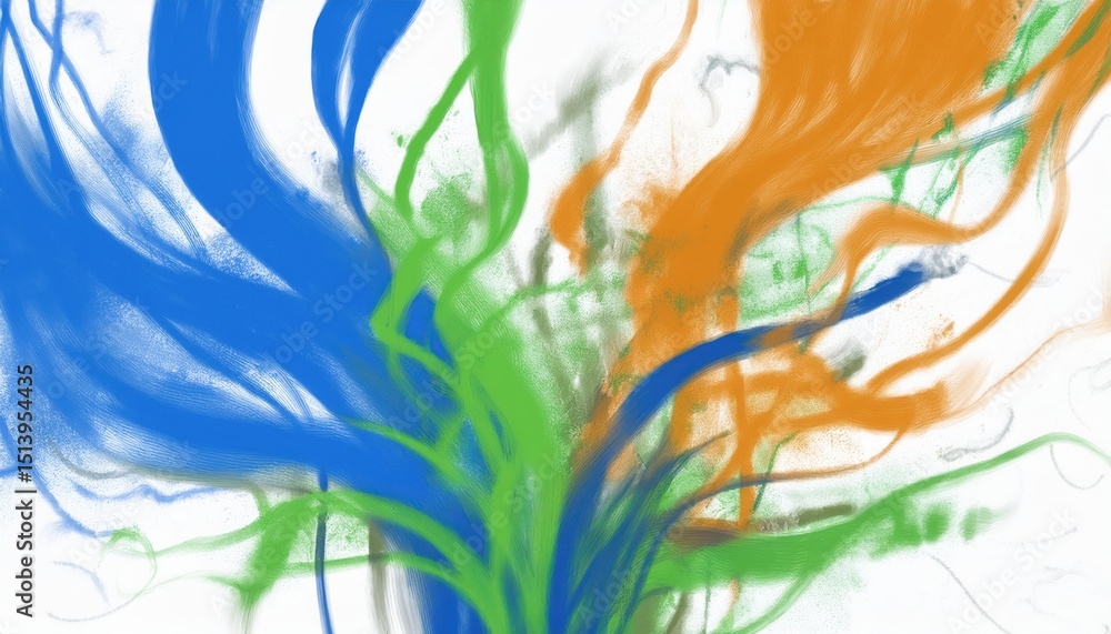 Leinwandbilder vivid abstract color splash artwork with flowing blue, green, and orange strokes for dynamic web des