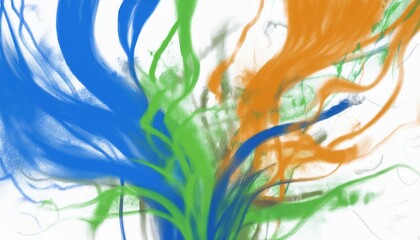 Obraz premium vivid abstract color splash artwork with flowing blue, green, and orange strokes for dynamic web design and print media background