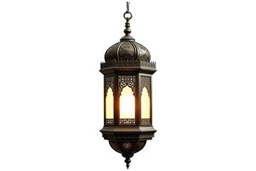 Elegant ornate ramadan lantern hanging dark background