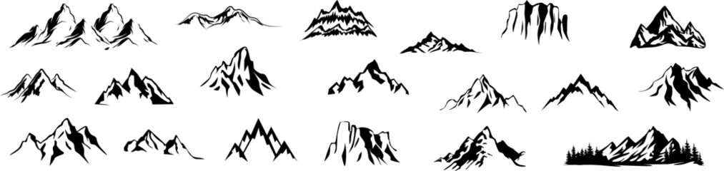 Collection of hand drawn mountain Sketch.