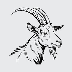 Vintage Goat Illustration in Black and White