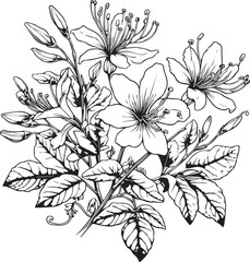 Flower honeysuckle line art collection, Advanced Flower Coloring Page, Beautiful honeysuckle flower wall art, honeysuckle flower Coloring Pages, artistic decorative floral sketches, pretty flowers