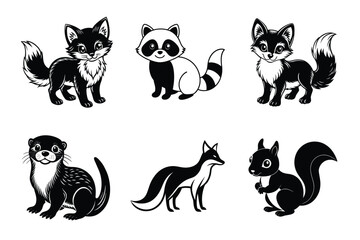Cute Animal Cartoon Silhouettes