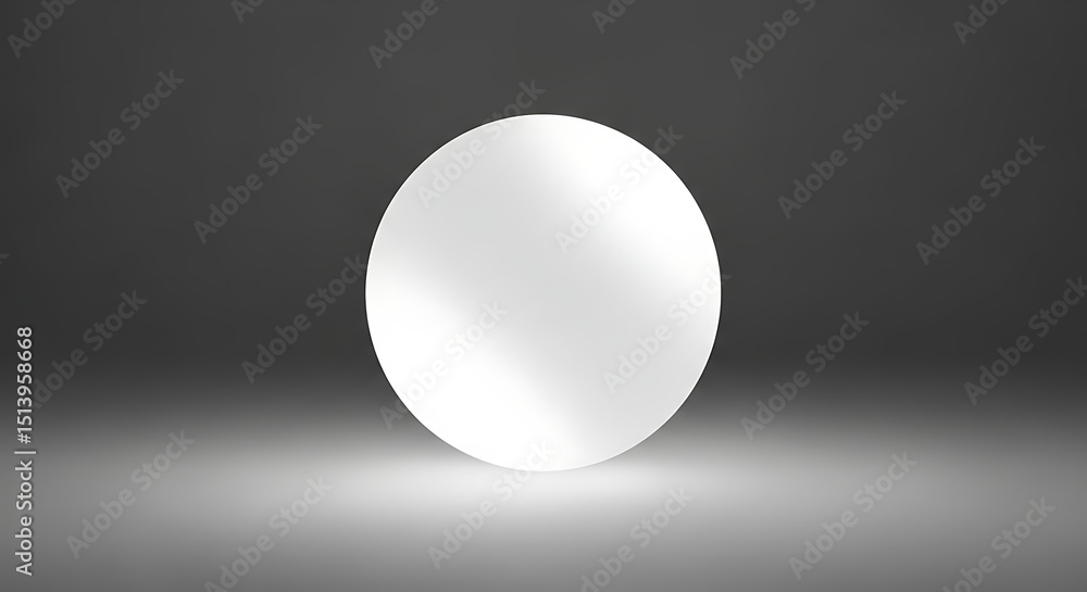 Poster a smooth, circular object glows softly in a dimly lit studio, surrounded by a dark background. the s