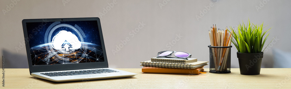 Poster cloud computing software for modish remote work and personal data storage