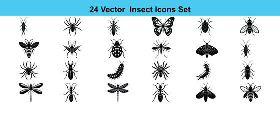 Seamless wheat field illustration with various insect silhouettes